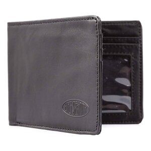 NEW Black cowhide leather hybrid men's bifold wallet w divider